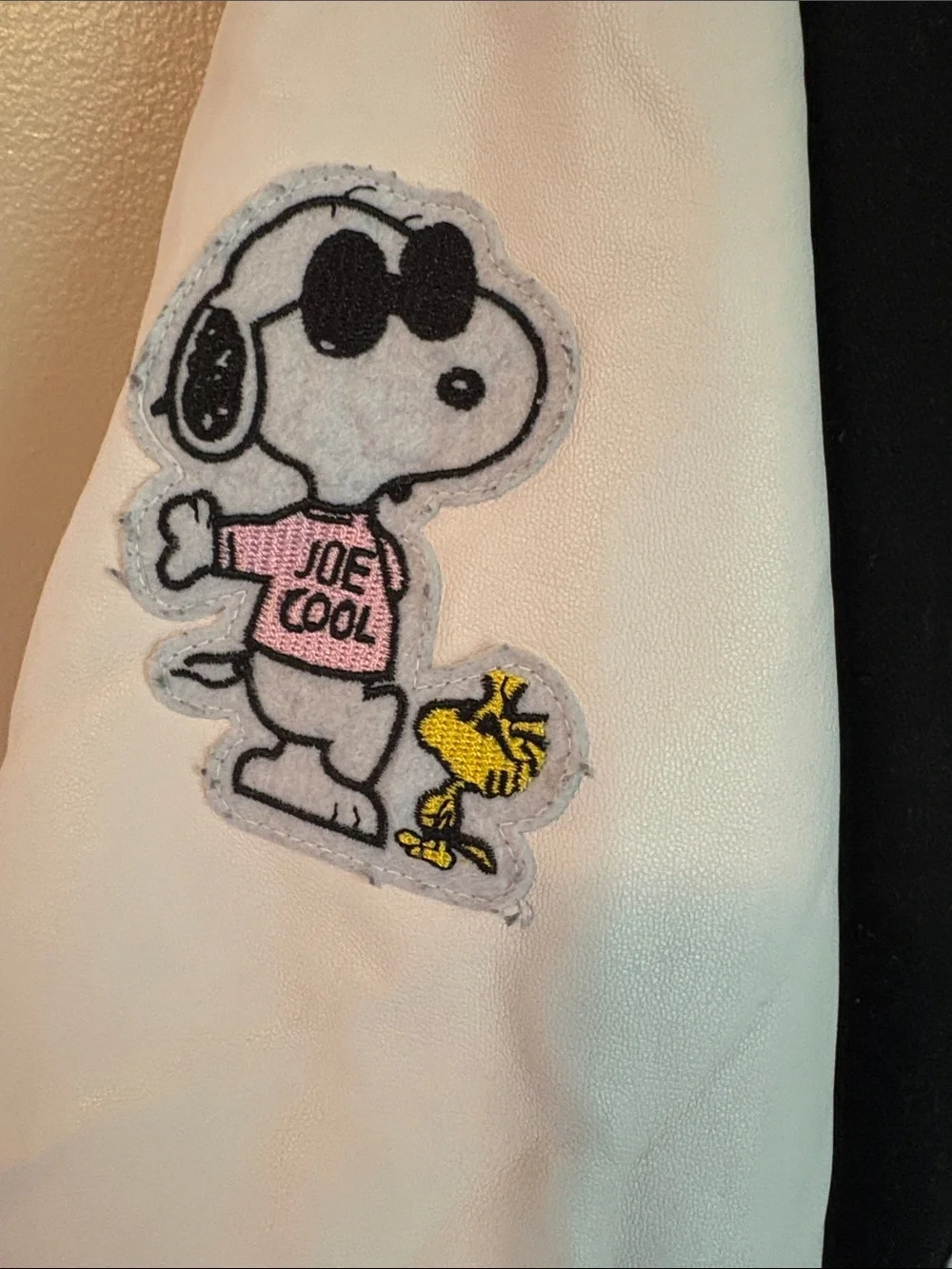 Justice Black & White Snoopy Varsity Jacket Size x-large (16-18)